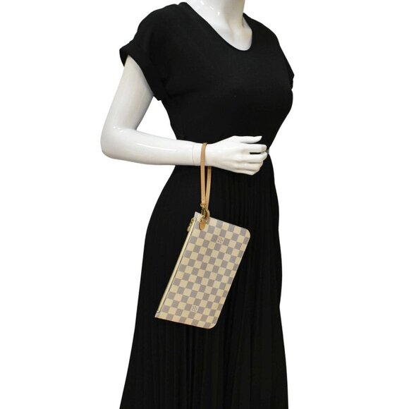 Louis Vuitton  Wristlet Pochette Damier Azur Pouch White - Picture 2 of 8